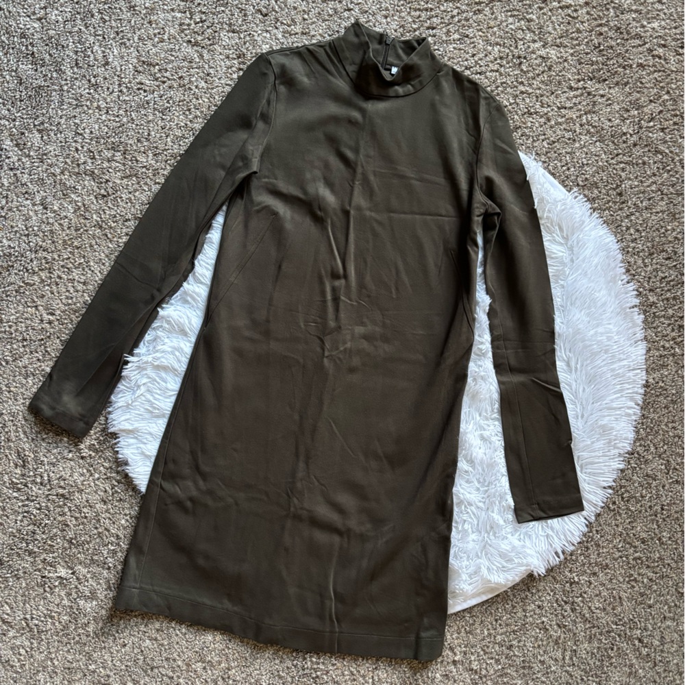 Zara Shift Dress Long Sleeves Mock Neck Green Womens Size‎ Small